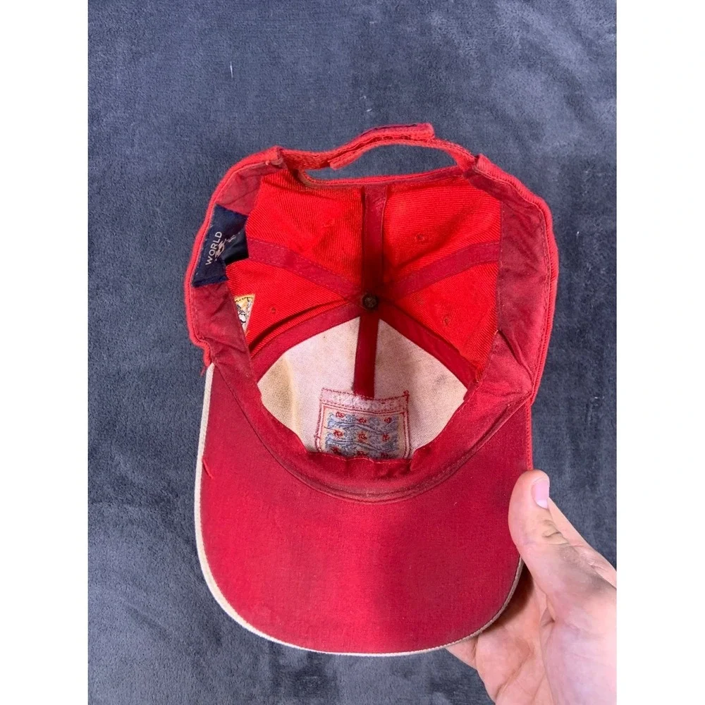 World Soccer Three Lions Crest Hat England‎ Football Cap Adjustable Red Cotton